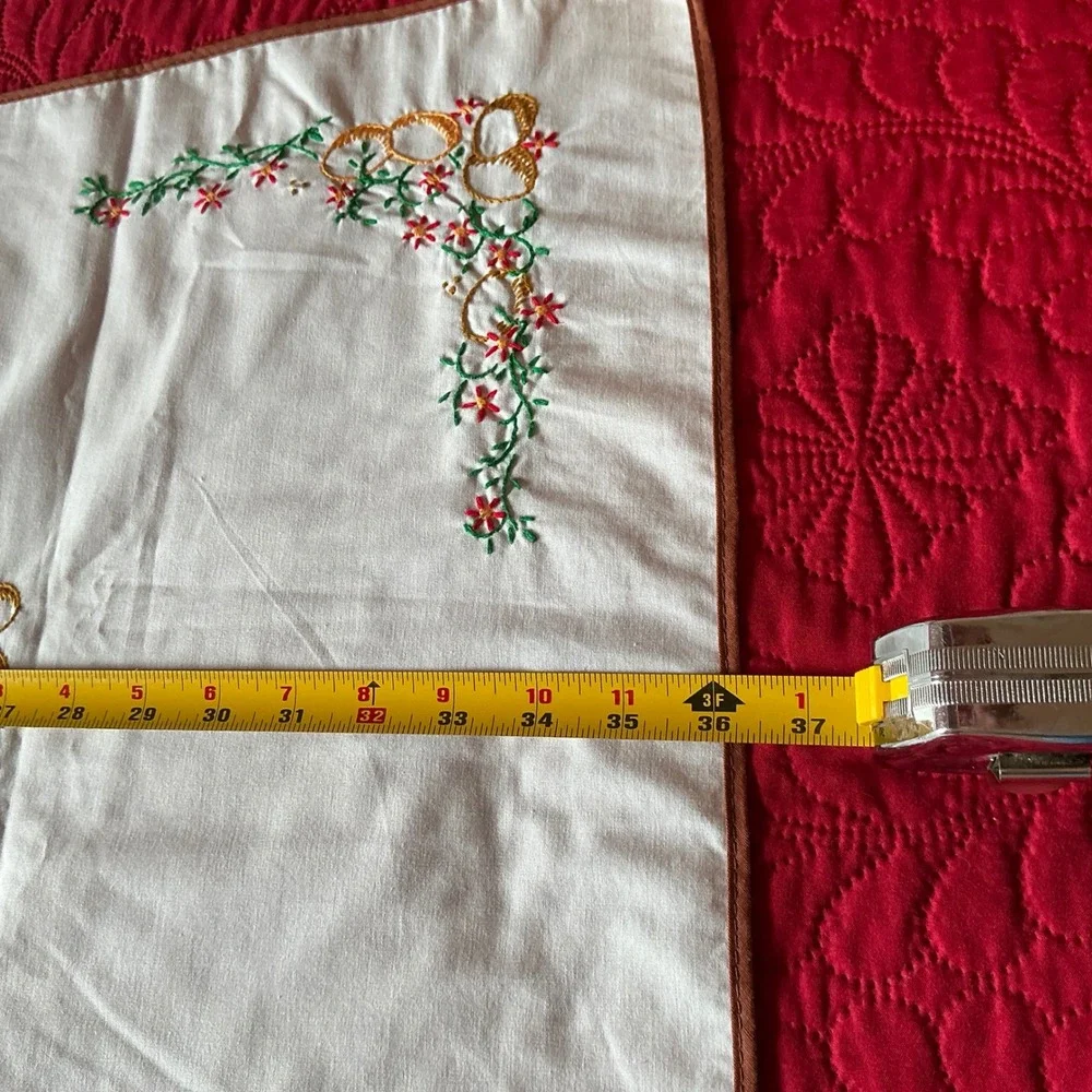 Vintage Hand‎ Embroidered Tablecloth Chickens Eggs Farmhouse Cottagecore 36x38